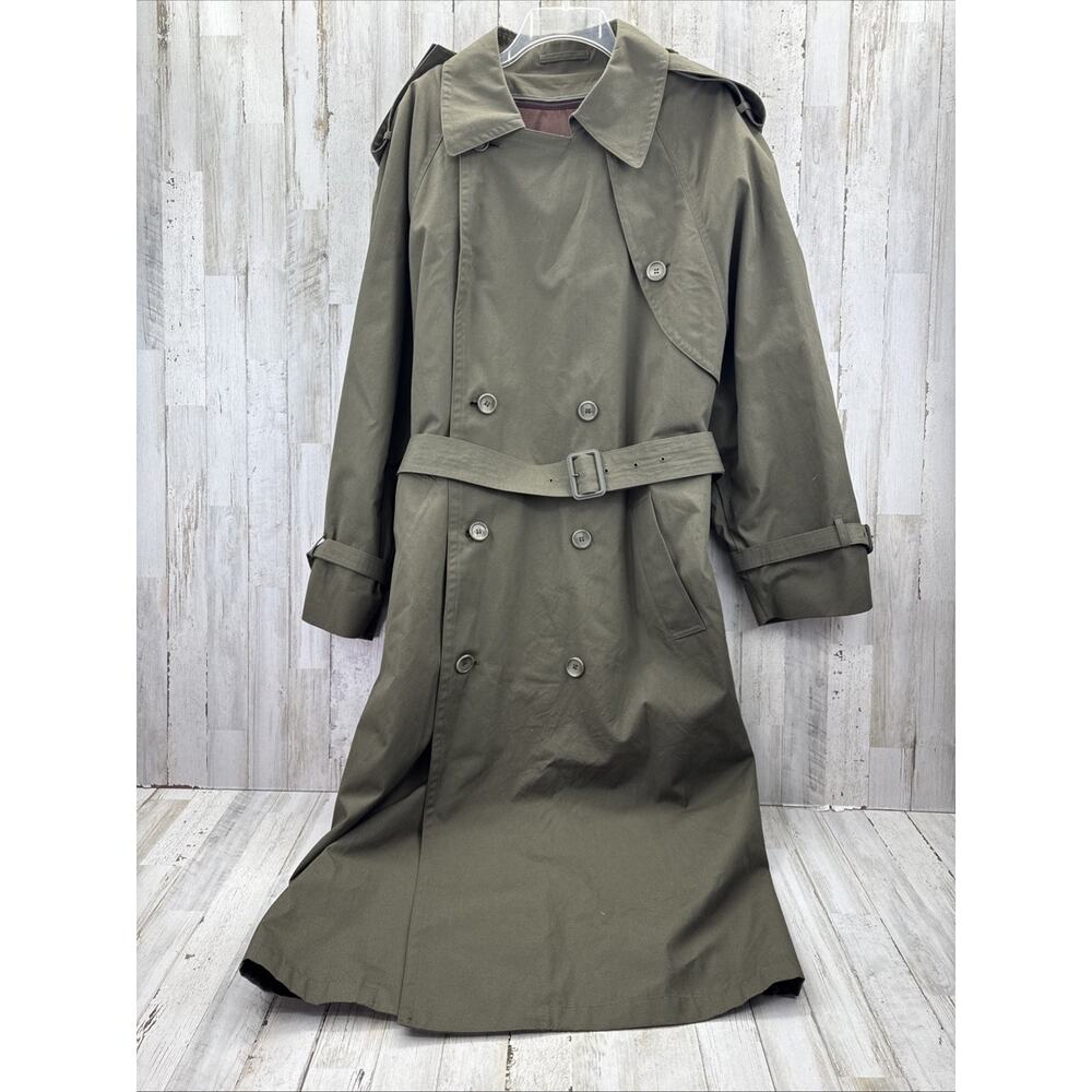 Vtg London Fog Towne Double-Breasted Trench Coat Mens Sz 42R Removable Lining